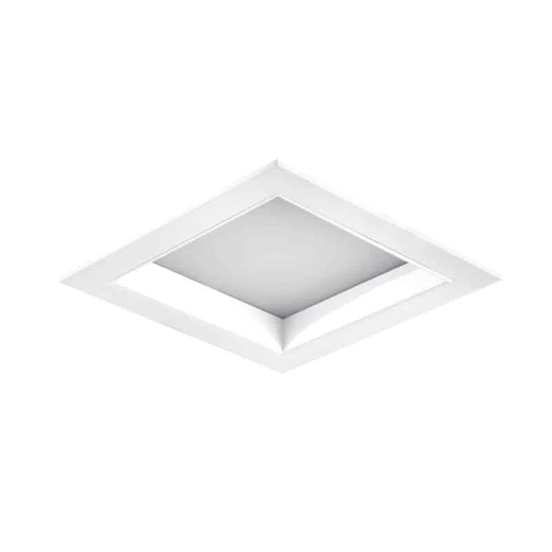 Vierkante downlight met witte rand en reflectoropties