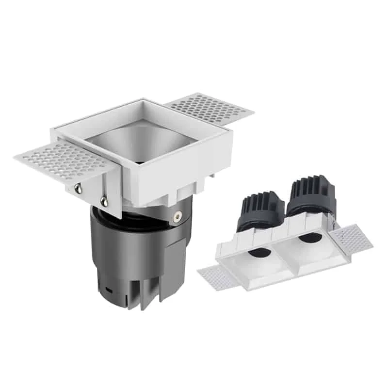 Randloze vierkante downlights met één of twee koppen
