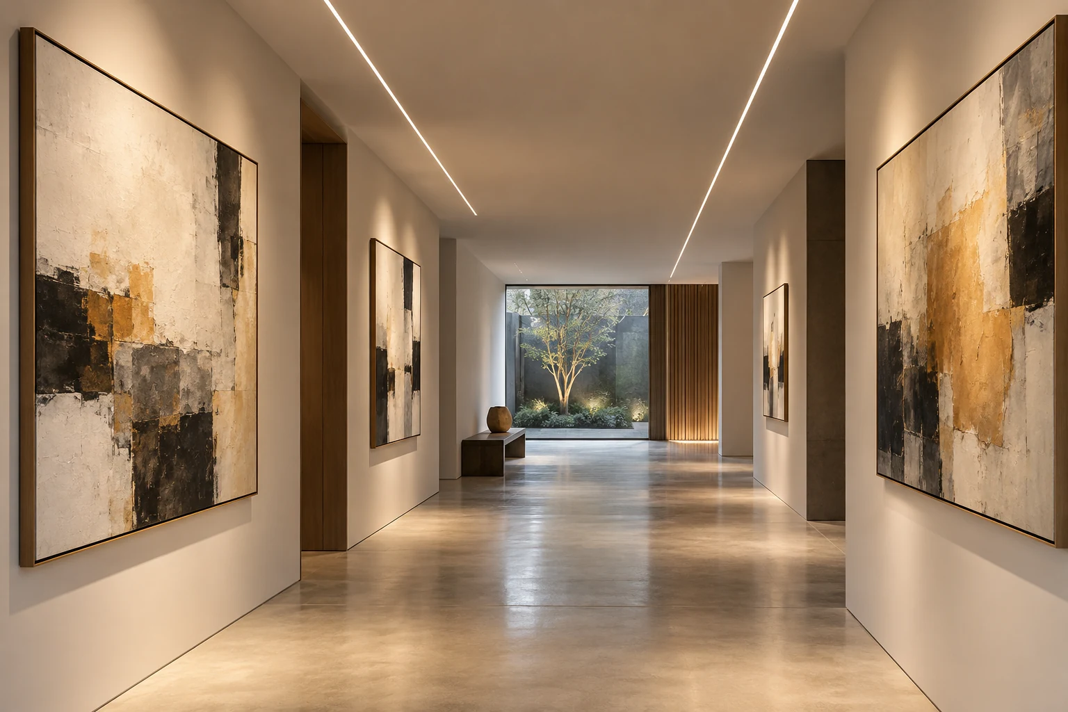 art gallery corridor recessed linear led lighting