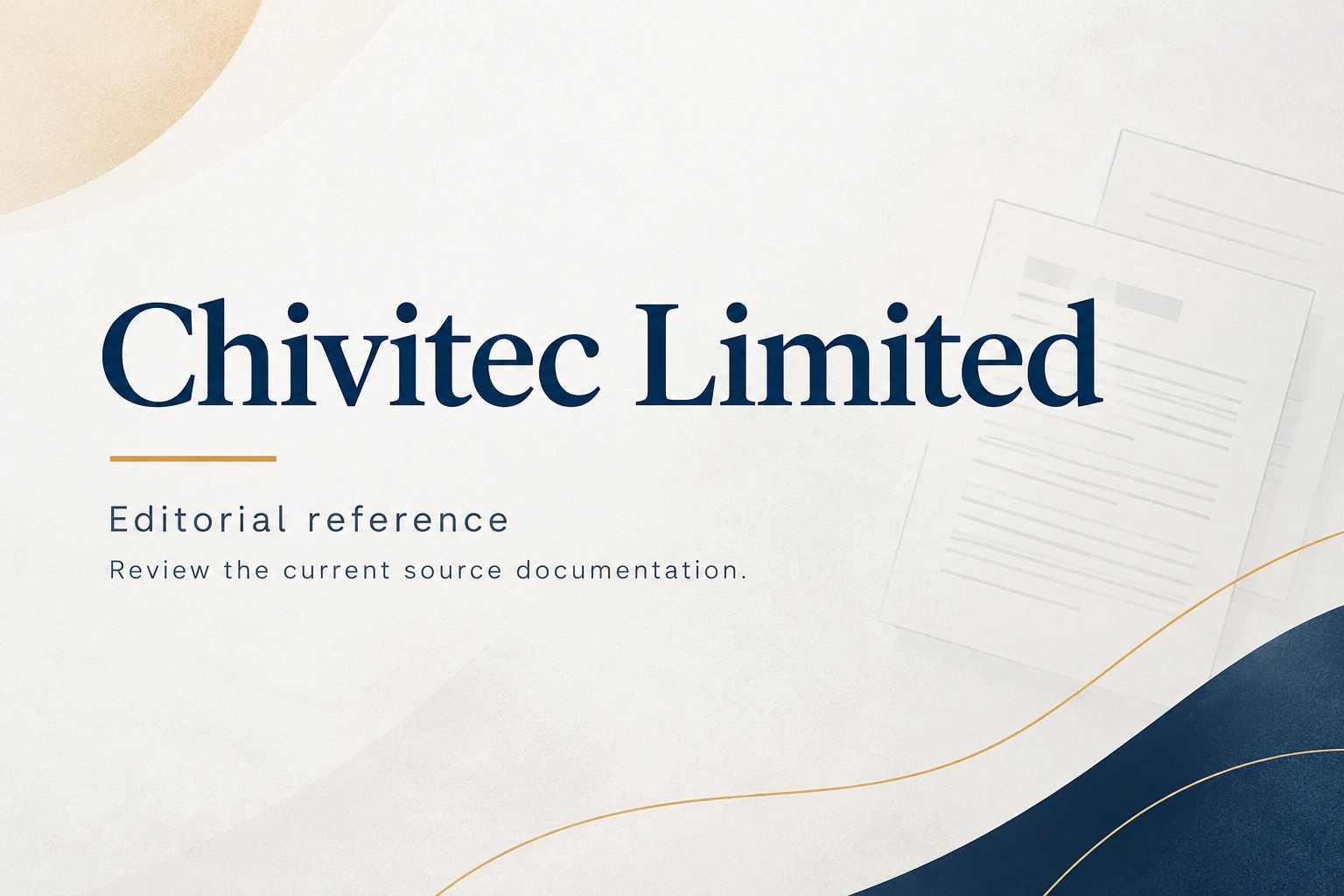 chivitec limited supplier reference card