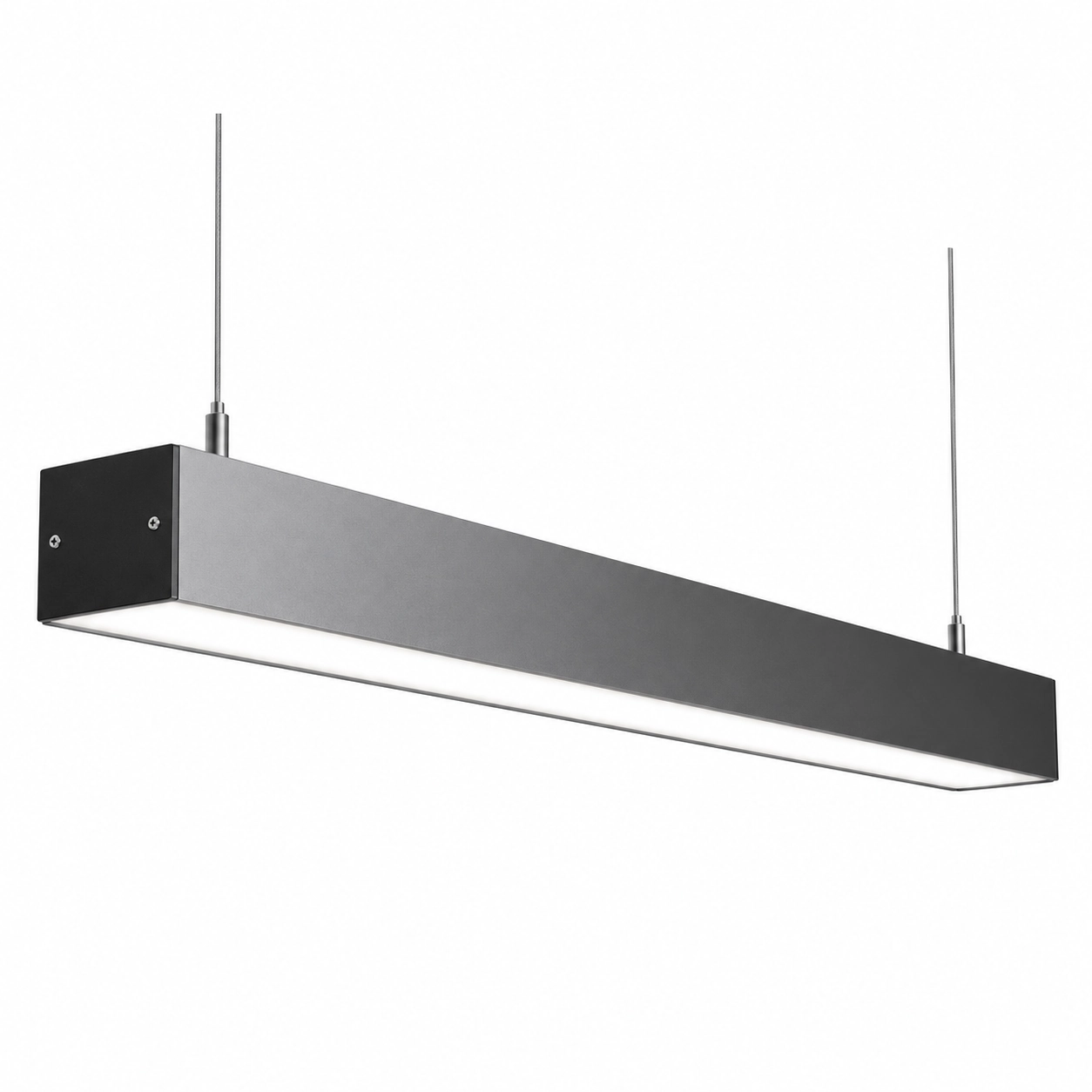 dark rectangular linear pendant wide diffuser white studio