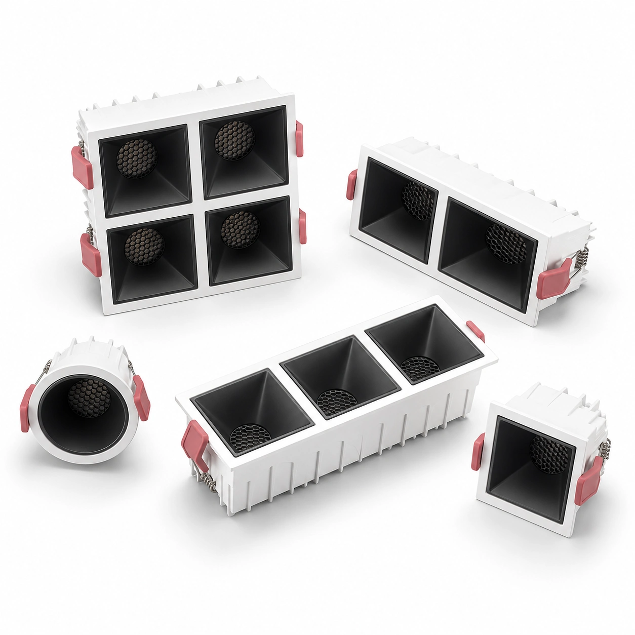 DLG-A-downlight met honingraatfilter — één tot vier modules