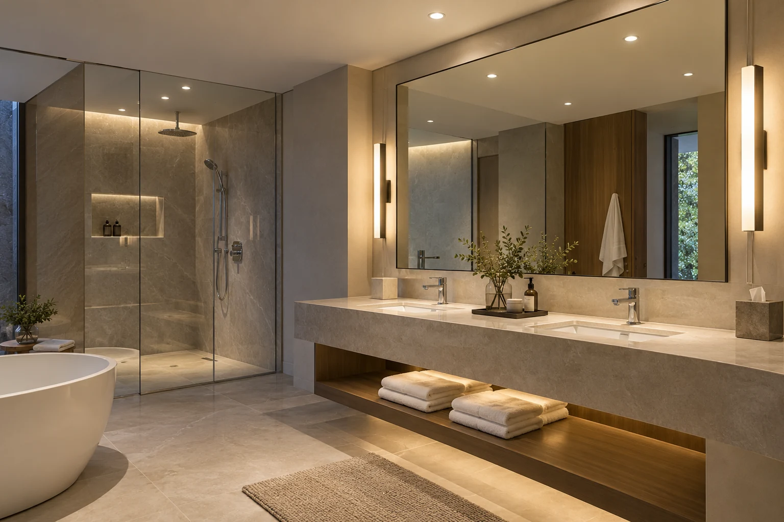 hotel bathroom led vanity and downlight lighting