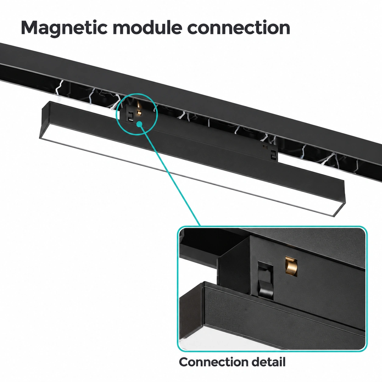 magnetic linear light module connection detail
