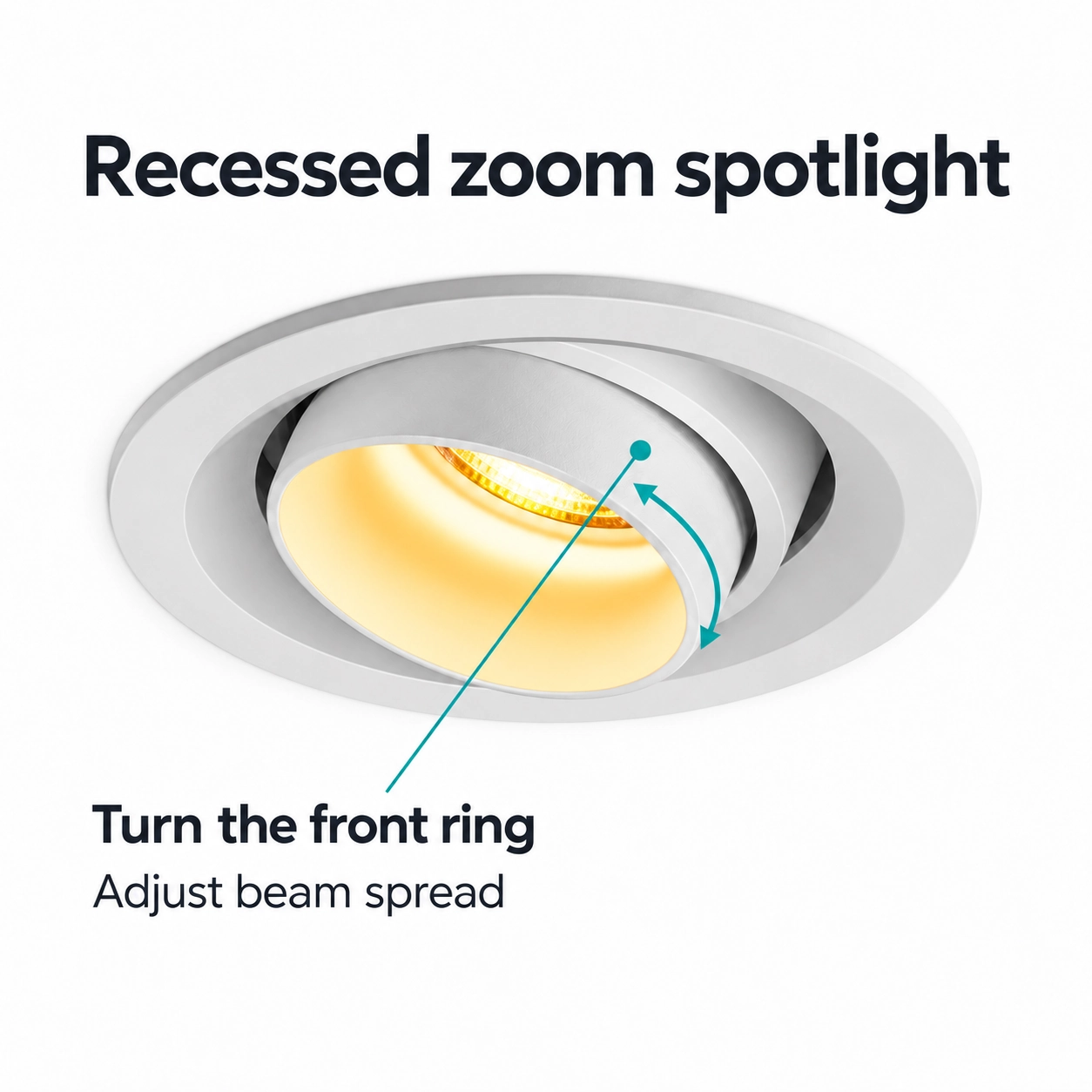 Inbouwspot met zoom van 15–60°