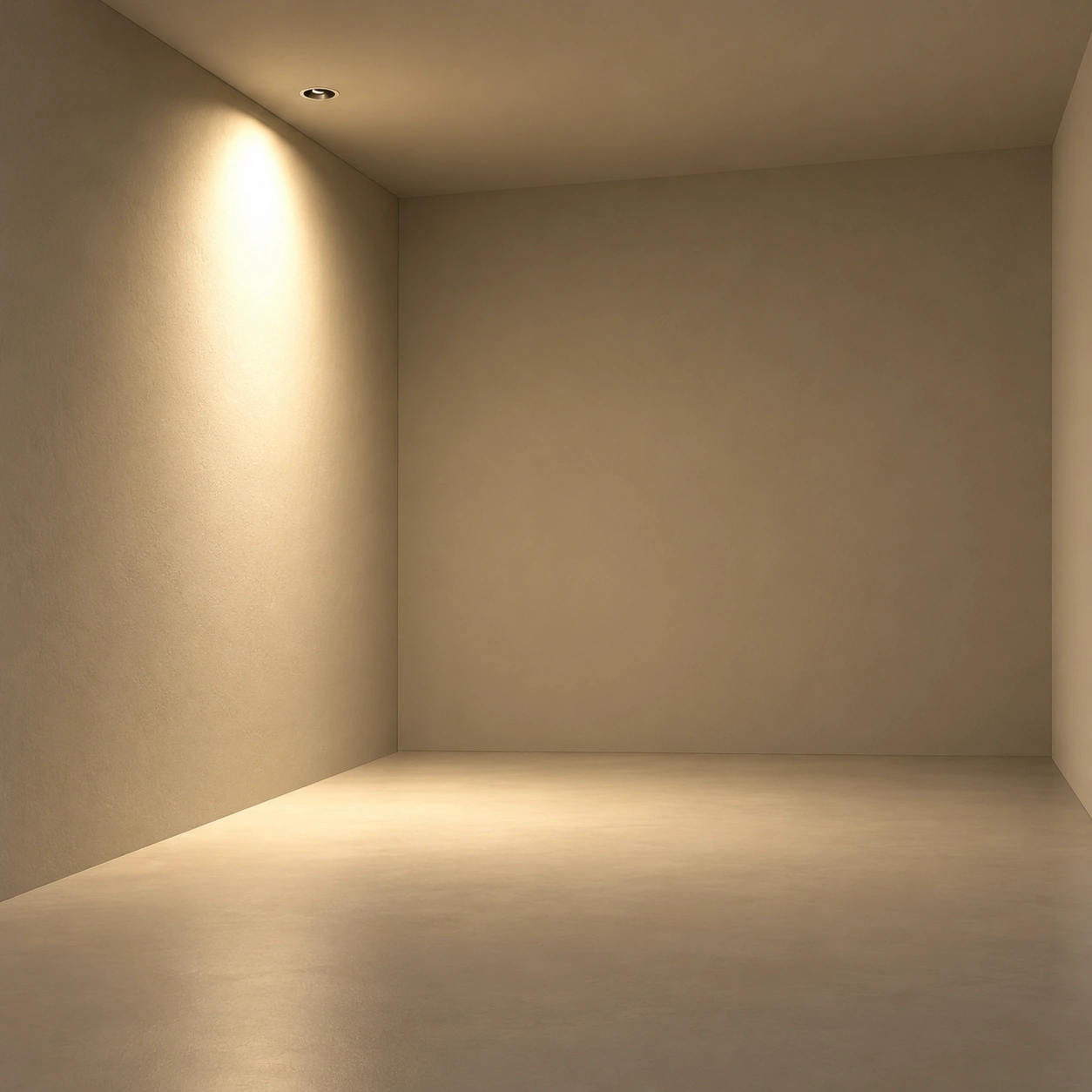 single recessed downlight warm corner wall wash installation