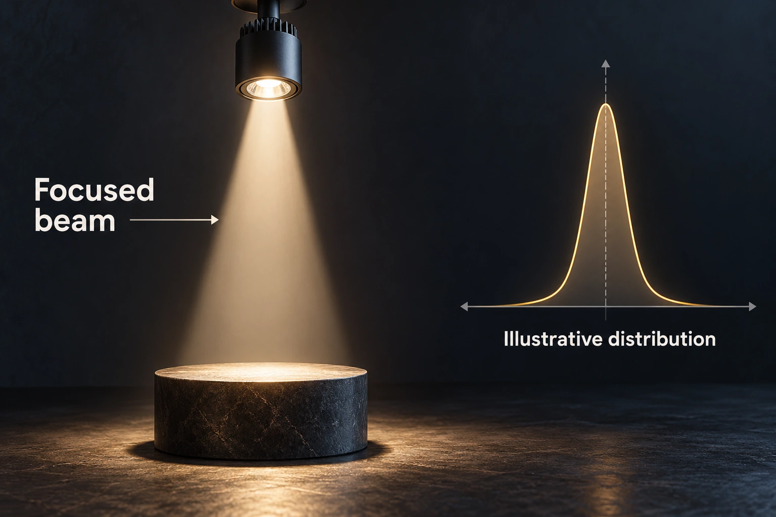 spotlight focused beam and intensity concept