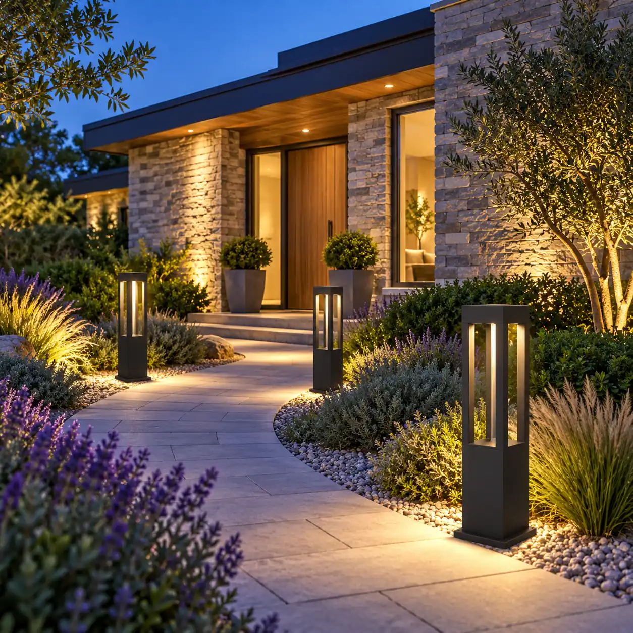 square window bollards contemporary garden