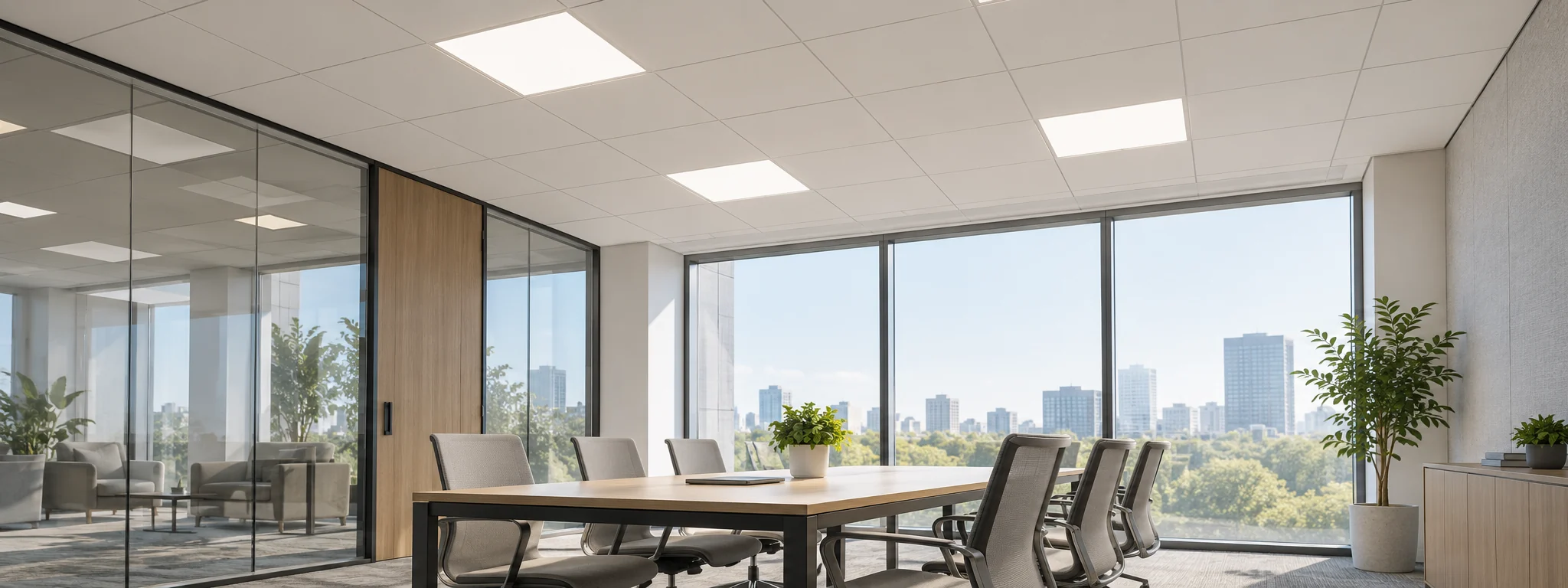 suspended ceiling square led panel installation scene