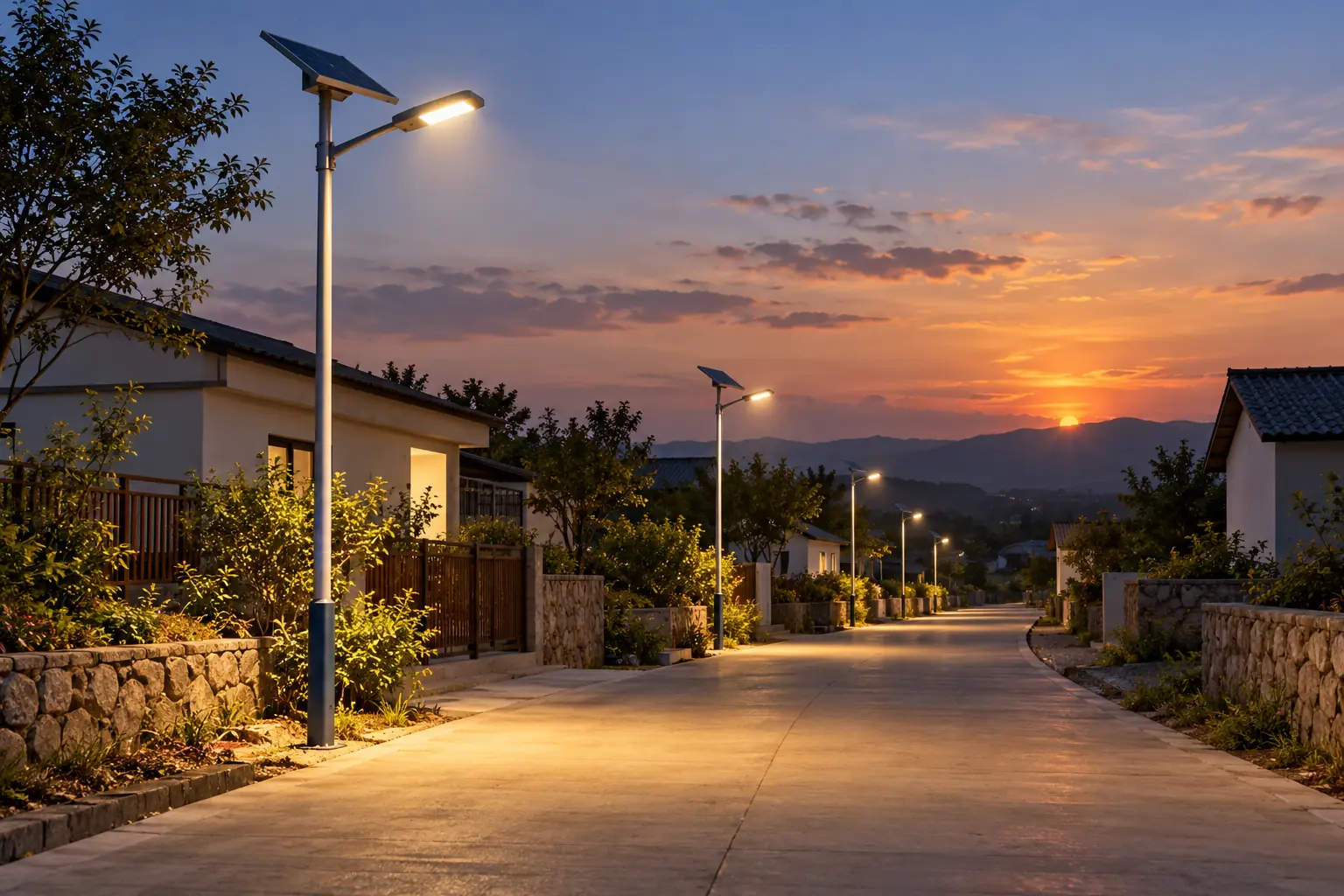 village access street solar led lighting