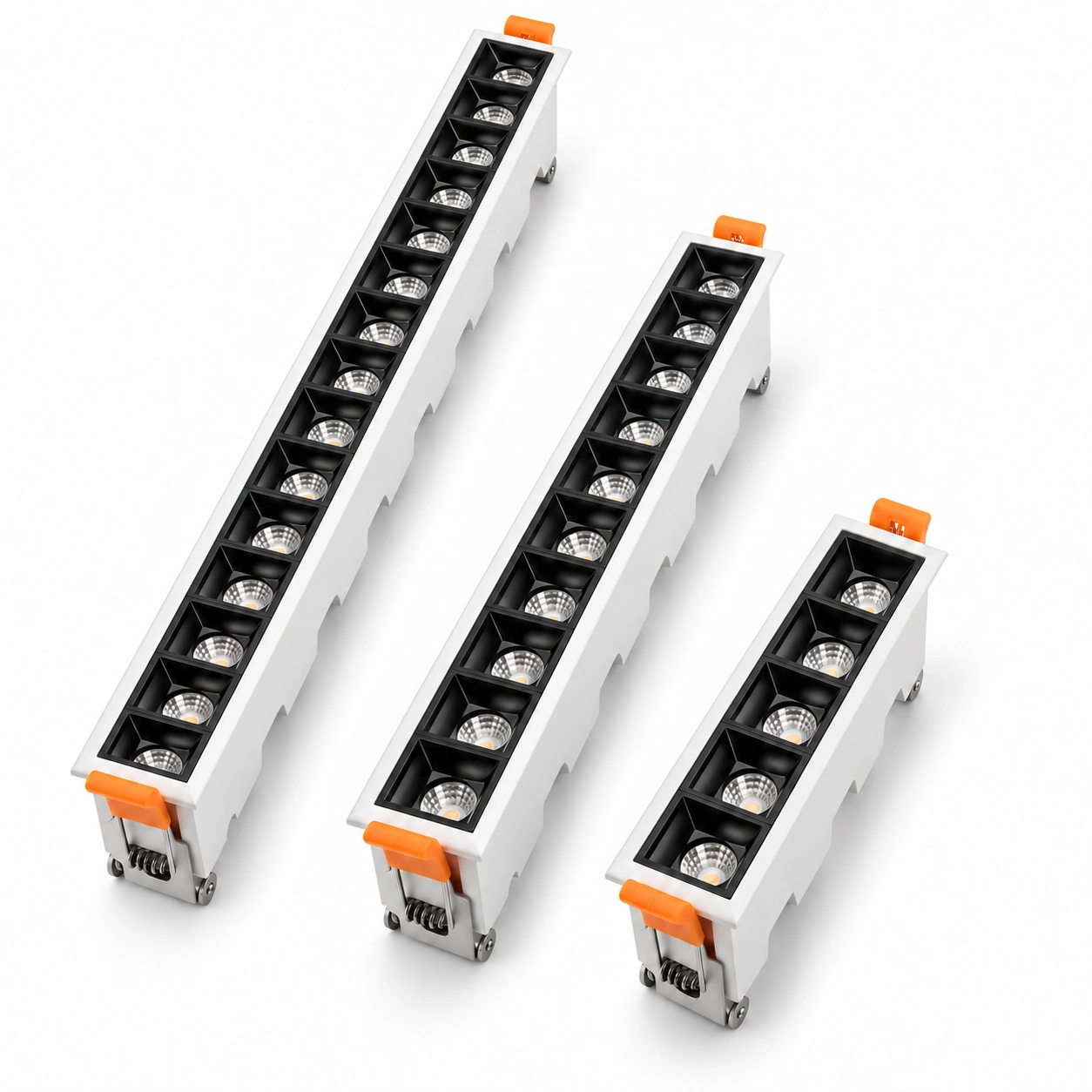 white recessed linear downlights fifteen ten five cell family