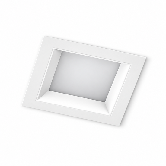 Vierkante downlight met witte rand en reflectoropties